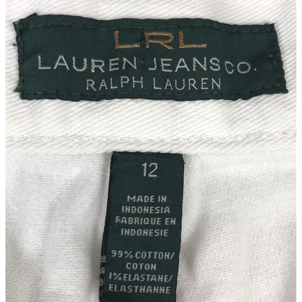 Lauren Ralph Lauren Womens White Straight Leg Denim Jeans Size 12 Nautical Pants - Picture 4 of 10